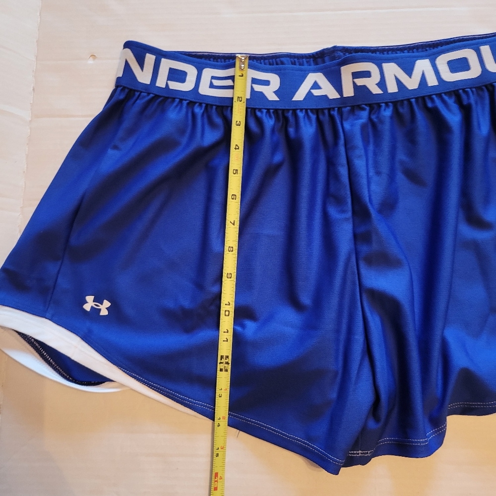 Under Armour NWT Woman's UA Play Up 2.0 Blue White Loose Active Shorts Plus 1X - Picture 7 of 7